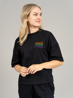 Boxy Rainbow T-Shirt Black