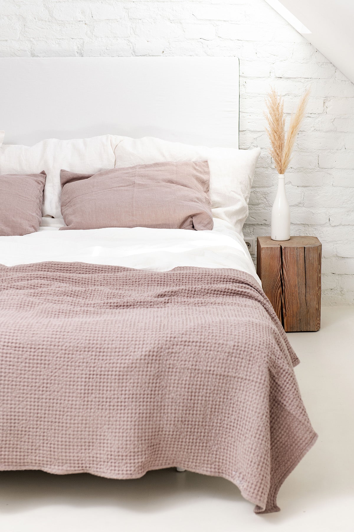Linen Waffle Bed Throw Rosy Brown