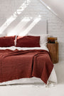 AmourLinen - Linen Waffle Bed Throw Terracotta, image no.1