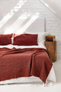 AmourLinen - Linen Waffle Bed Throw Terracotta, image no.3