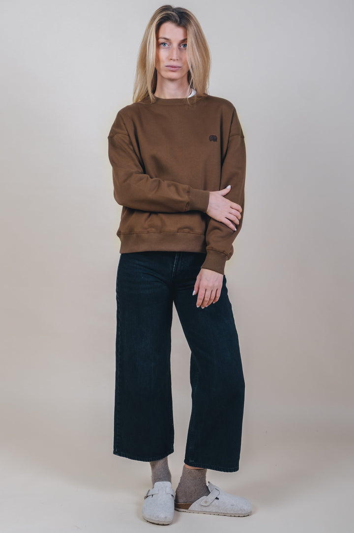 Trendsplant - Women's Organic Essential Oversized Sweater Cocoa Brown