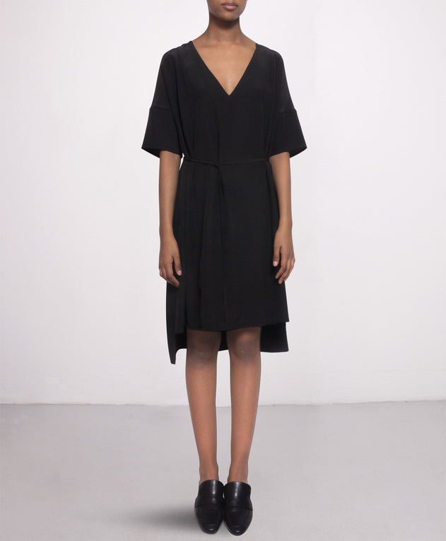 Day Knee-length Silk Dress Black