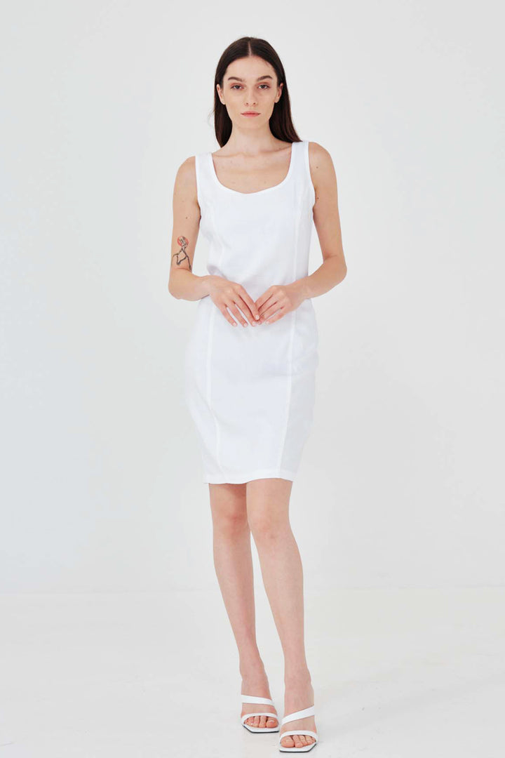 Haris Cotton - Sleeveless Jersey Linen Blend Stretch Dress