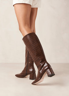 Chalk Alli Vegan Leather Boots Brown