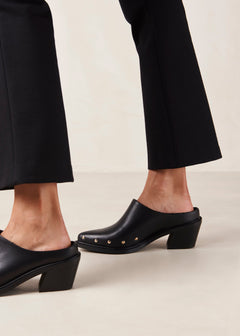 Lorenzo Leather Mules Black