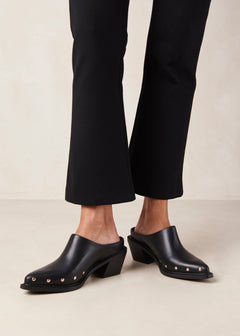 Lorenzo Leather Mules Black