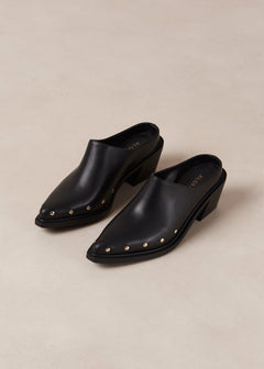 Lorenzo Leather Mules Black