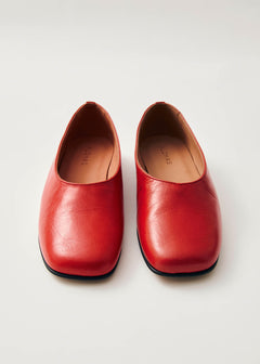 Edie Leather Ballet Flats Red