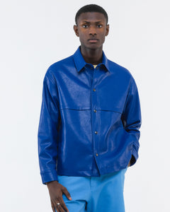 Baldie Faux Leather Jacket Blue