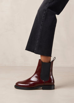 Lanz Leather Ankle Boots Burgundy