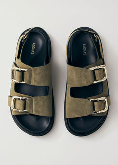 Harper Suede Leather Sandals Khaki