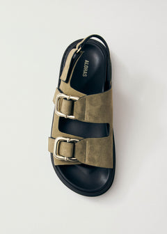 Harper Suede Leather Sandals Khaki