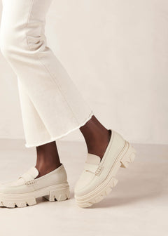 Trailblazer Chunky Leather Loafers Cream White