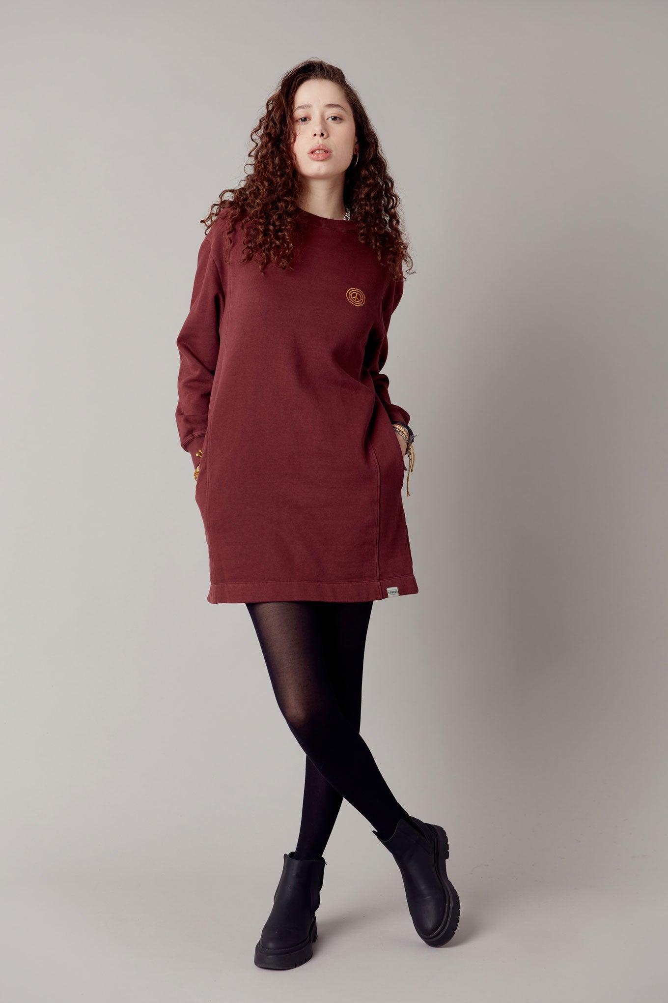 Elara Cotton Sweat Dress Walnut Brown