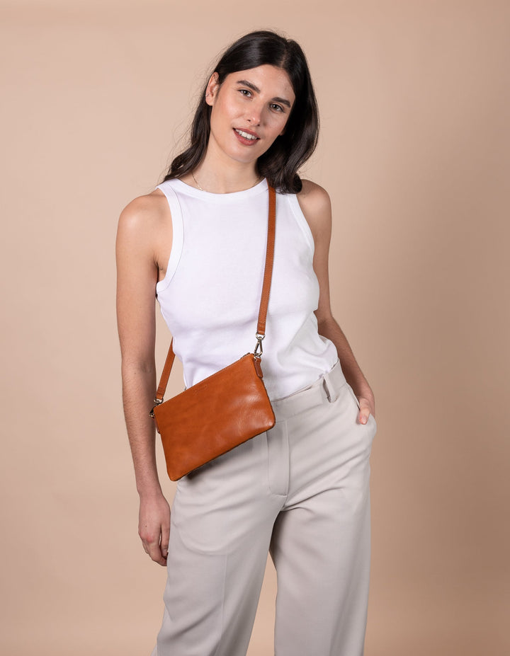O My Bag - Lexi Cognac Woven Classic Leather