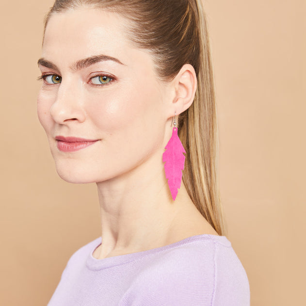 Feathers Midi Earrings Pink