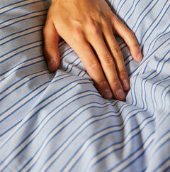 Cotton Percale Stripe Pillow Case Blue Shirt Stripe