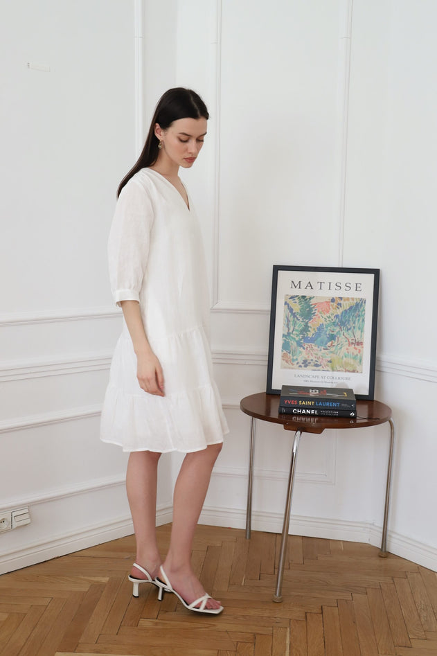 Jasmine Linen Dress White