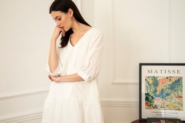 Jasmine Linen Dress White