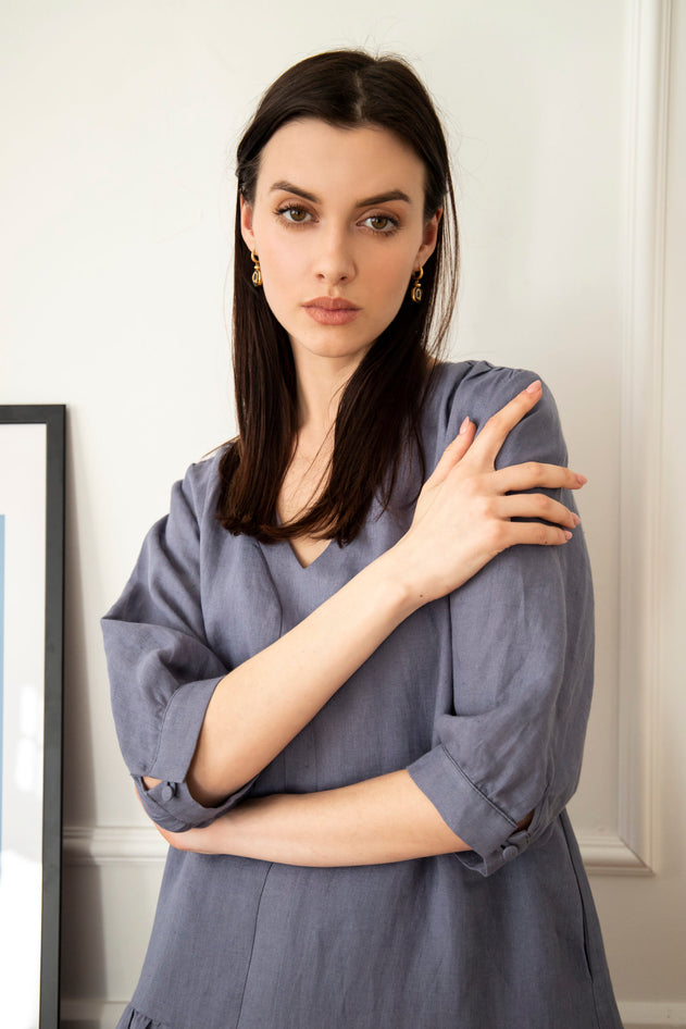 Blue Jasmine Linen Dress