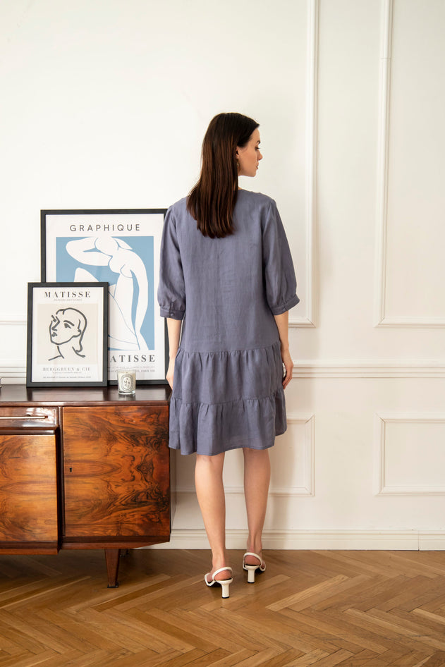Blue Jasmine Linen Dress