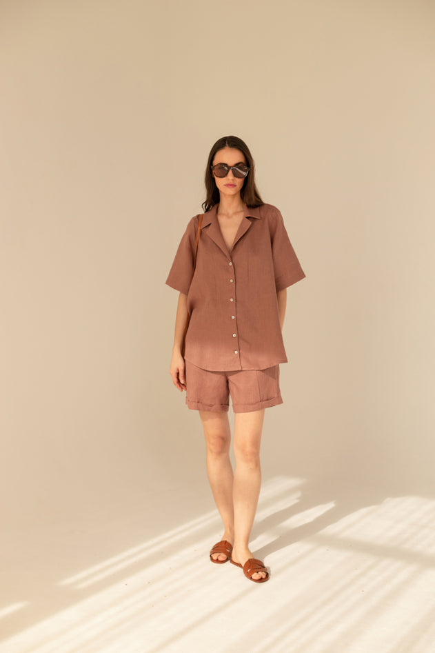 Cassis Linen Set Light Chocolate