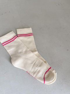 Pink Sporty Socks White