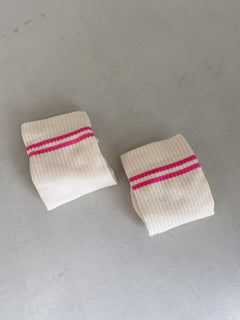 Pink Sporty Socks White