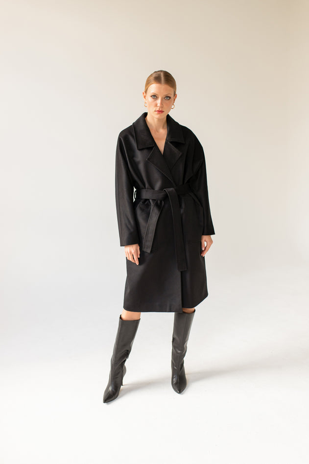 Oversized Cashmere Coat Black