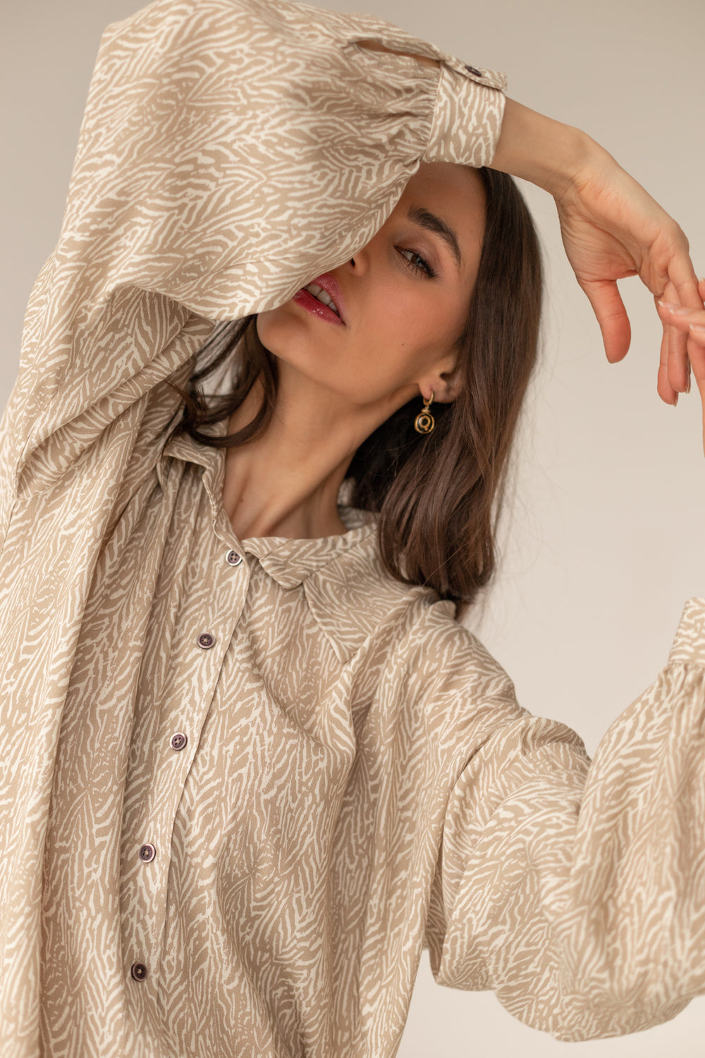 Summer Shirt Beige Print