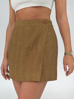 Farah Linen Mini Skirt Brown