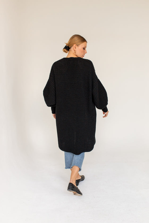 Merino Cardigan Black