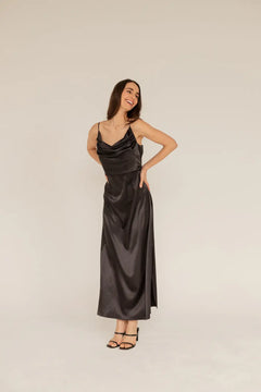 Marlena Satin Dress Black