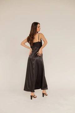 Marlena Satin Dress Black