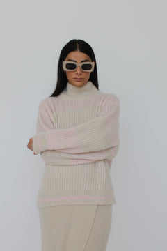 Cassandra Merino Wool Striped Turtleneck