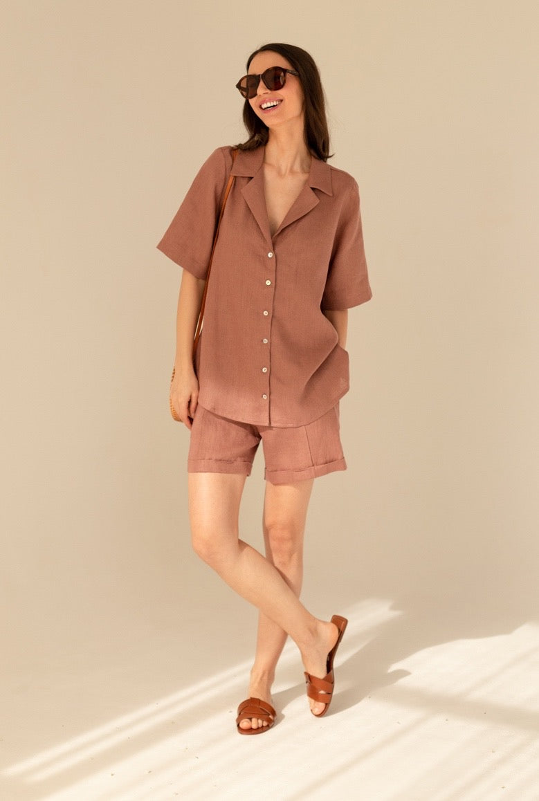 Cassis Linen Set Light Chocolate
