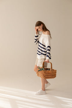 Honfleur Sweater White And Blue Stripes