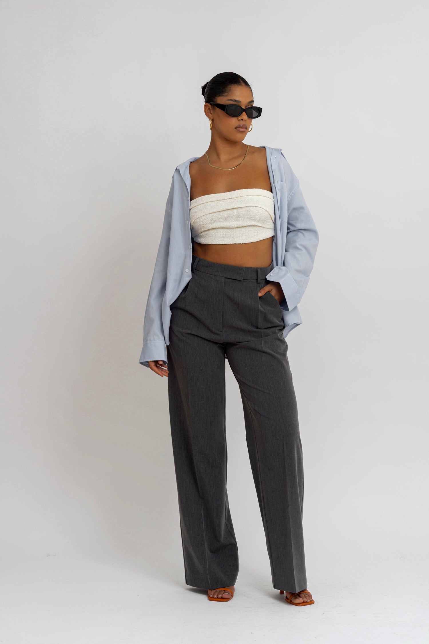 Selene Tweed Top White