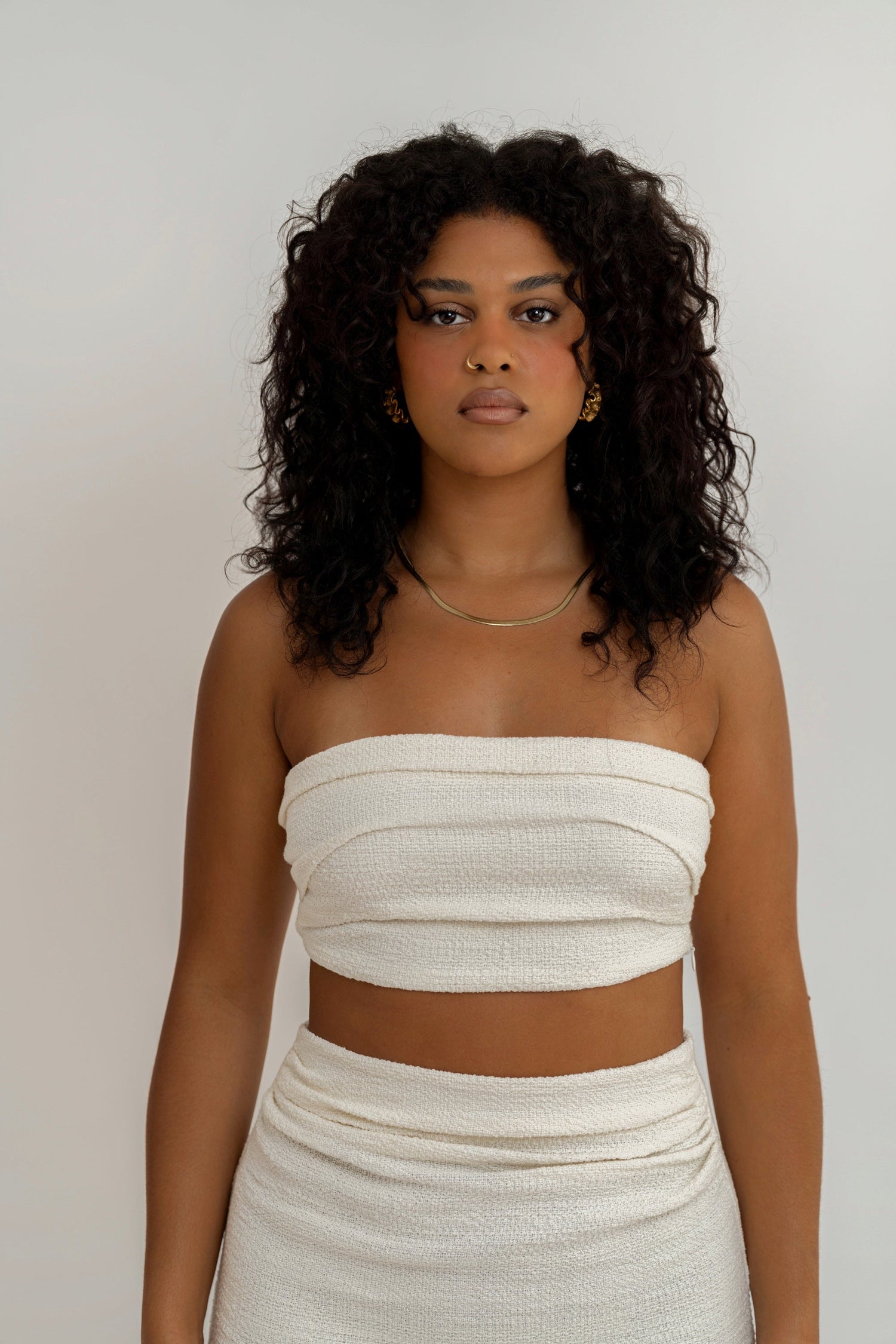 Selene Tweed Top White