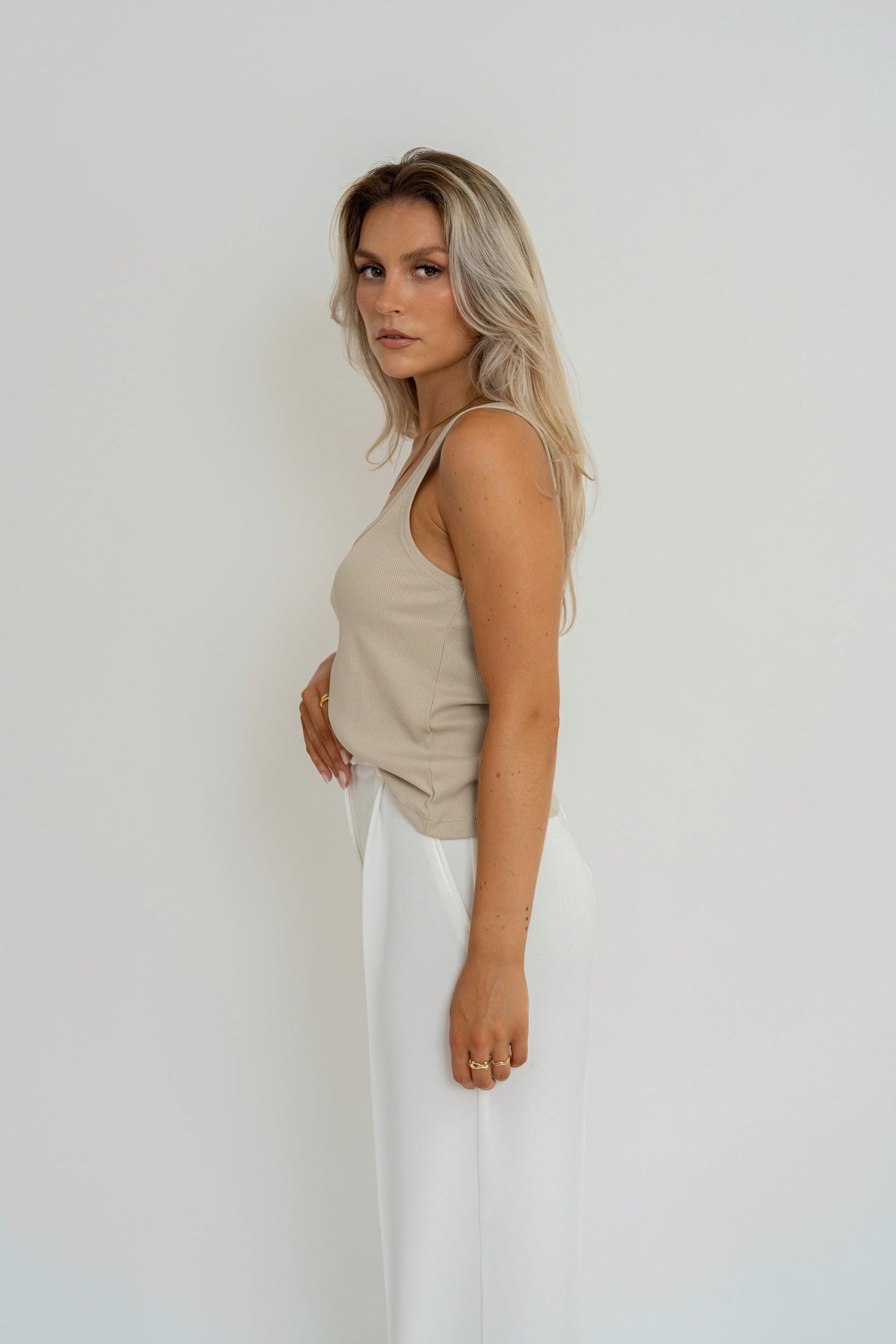 Loose Tank Top Beige