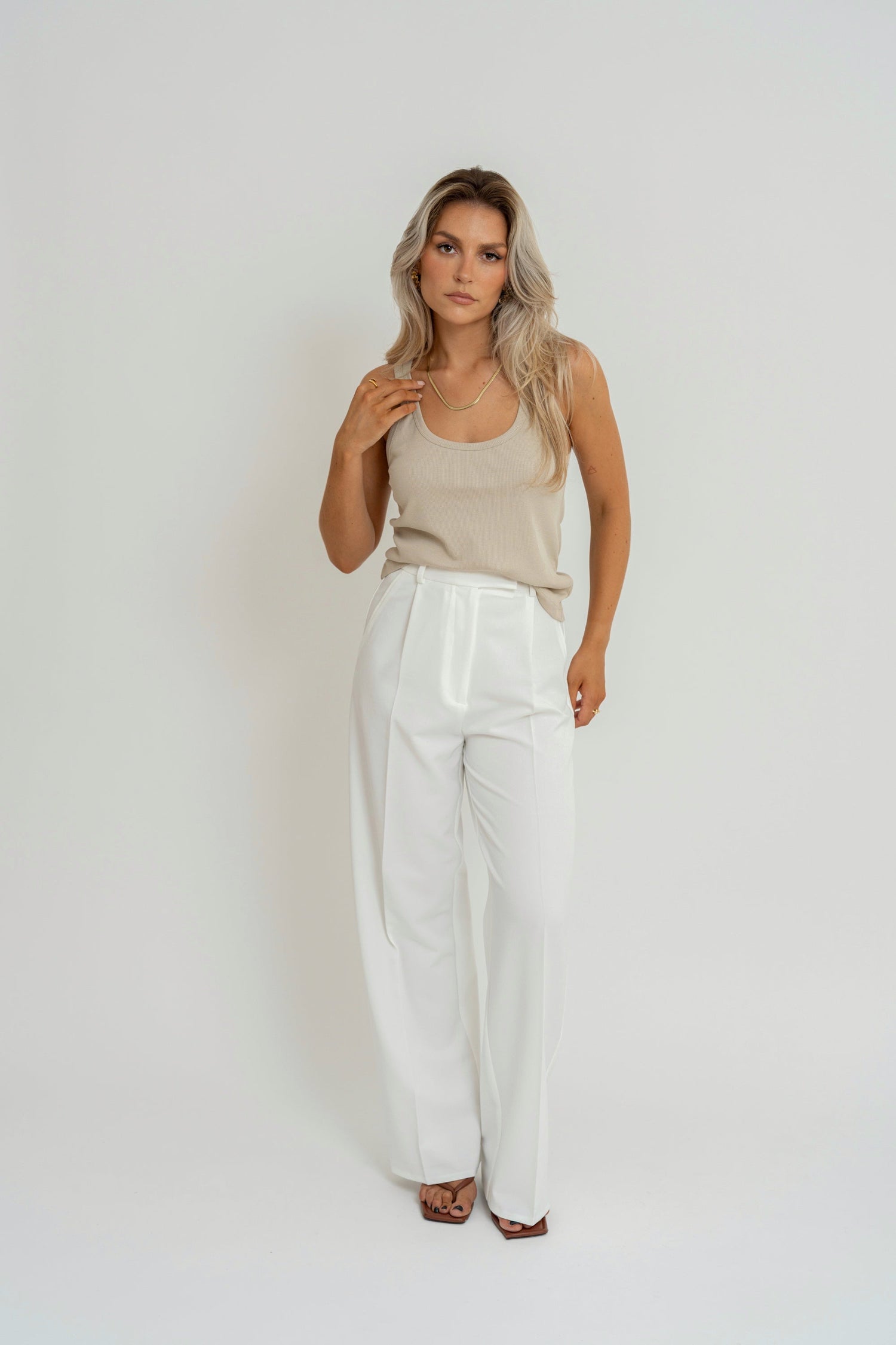 Loose Tank Top Beige