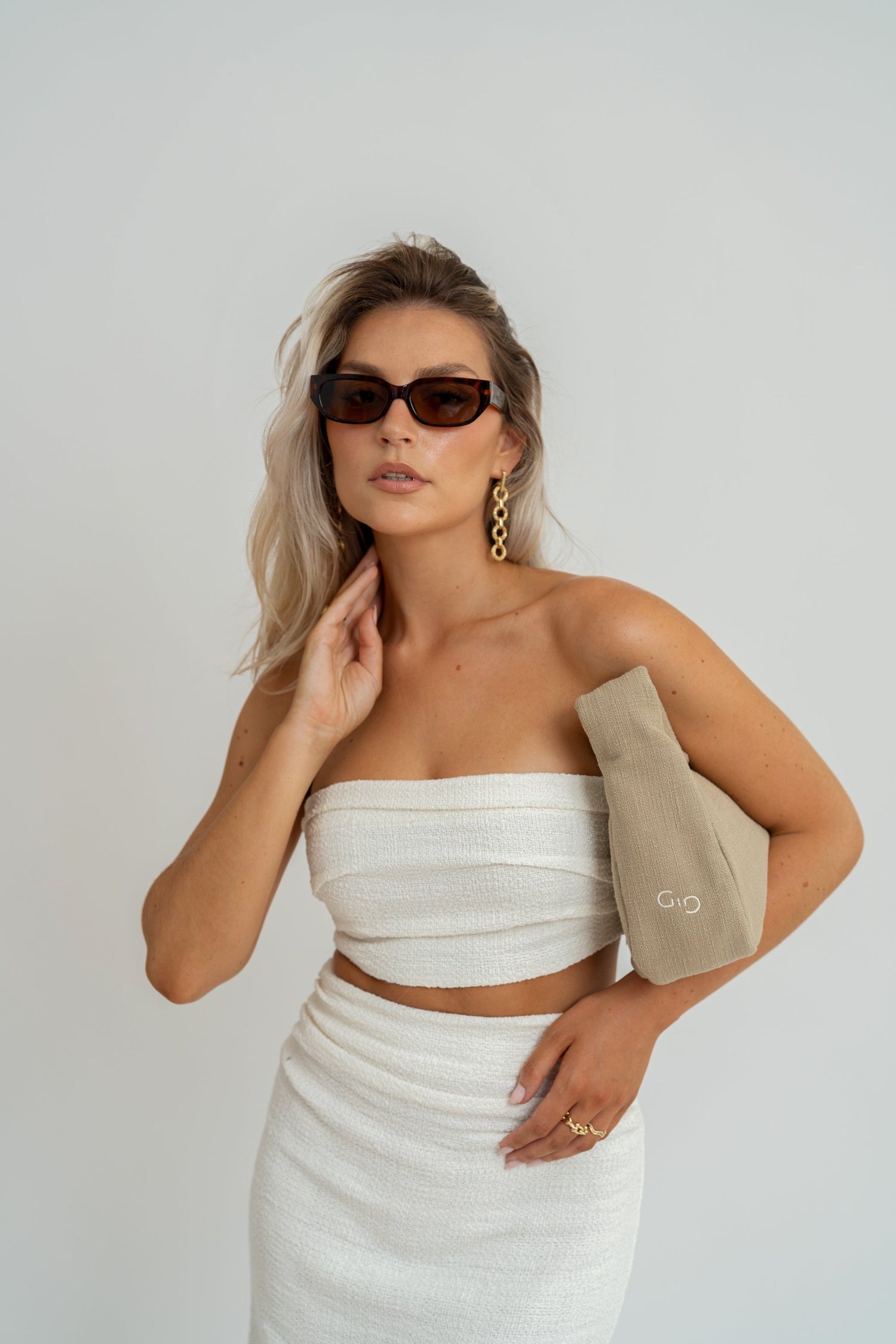 Selene Tweed Top White