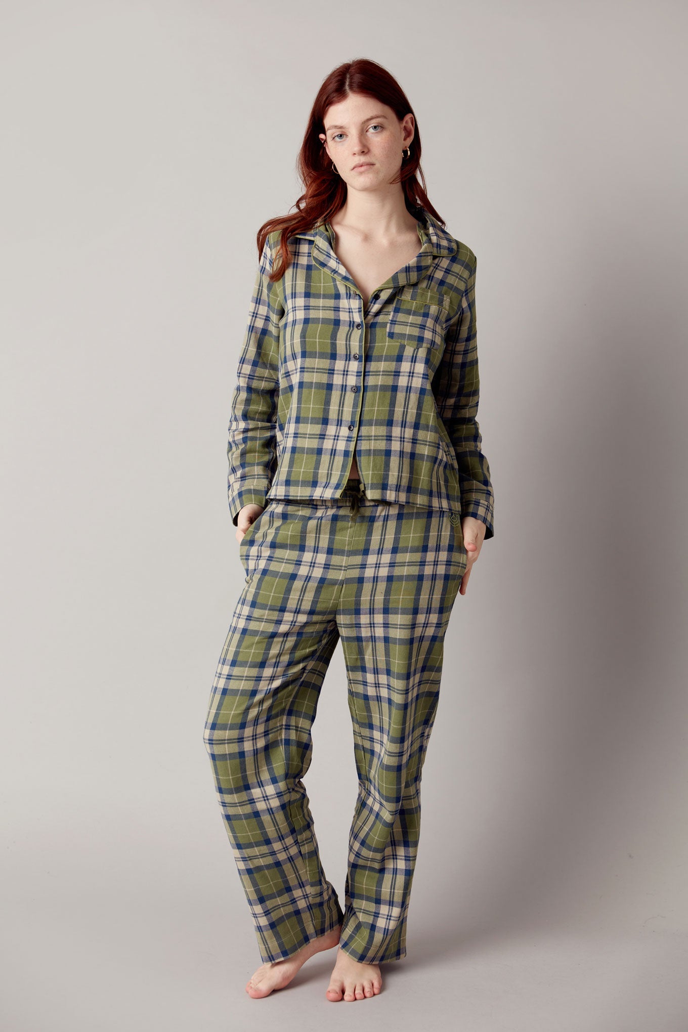 Jim Jam Womens Cotton Pyjama Set Pine Green