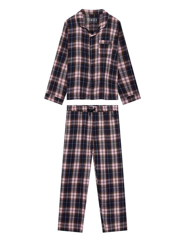 Jim Jam Pyjama Set Checkered Navy Blue/Mauve