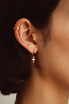 Cross Single Earring Gold