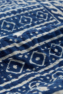 Upcycled Blanket Woodblock Indigo