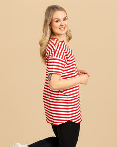 Cranberry Long T-Shirt Red/White