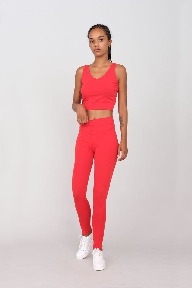 Sporty Set Leggings And Top Red
