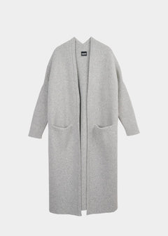 Long Split Cardigan Melange Grey