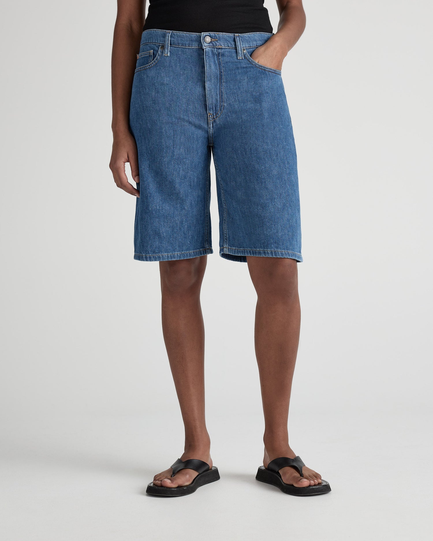 Suzy Mid Denim Shorts Medium Stone